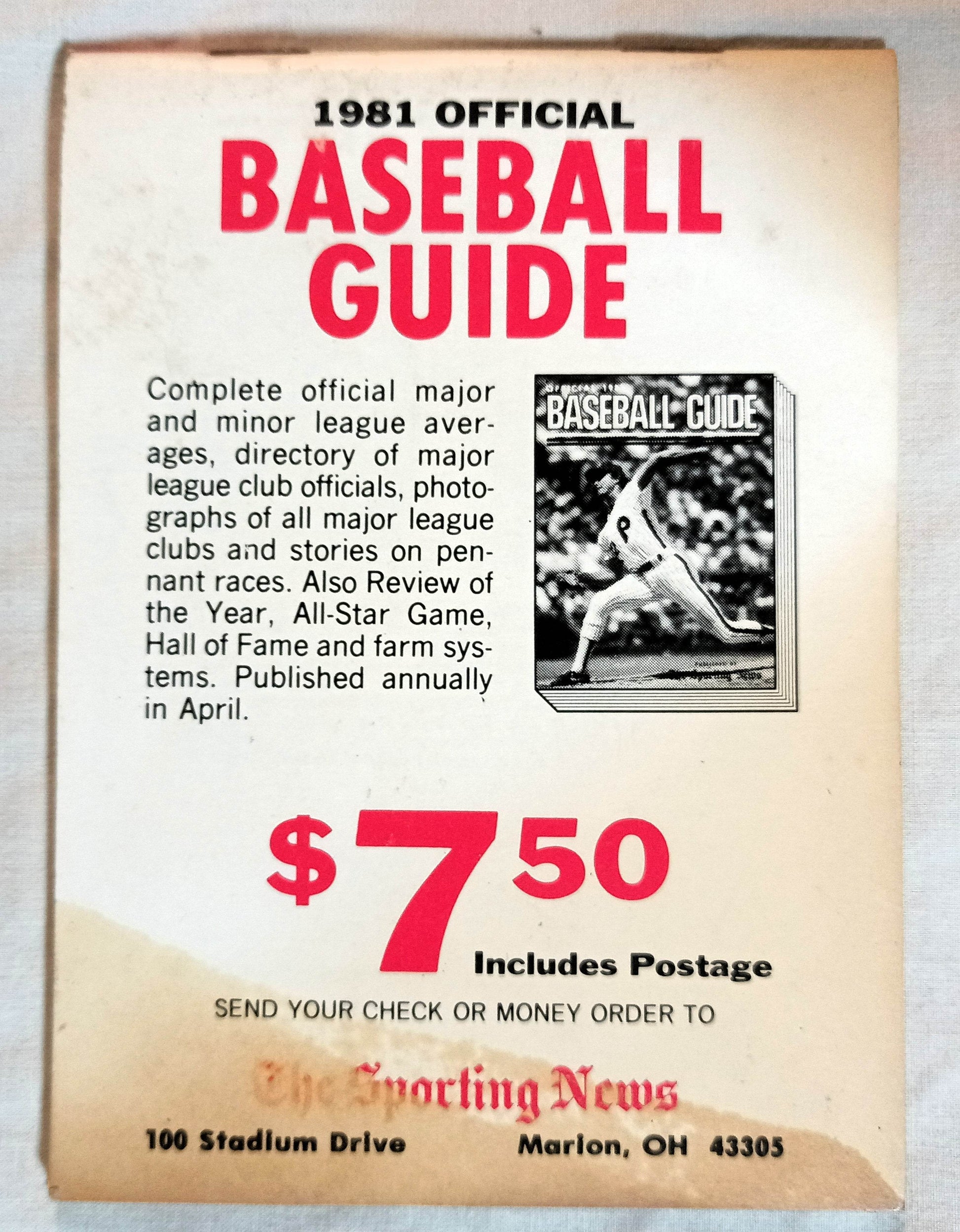 Sporting News 1981 Official AL NL Baseball Schedules And Records - TulipStuff