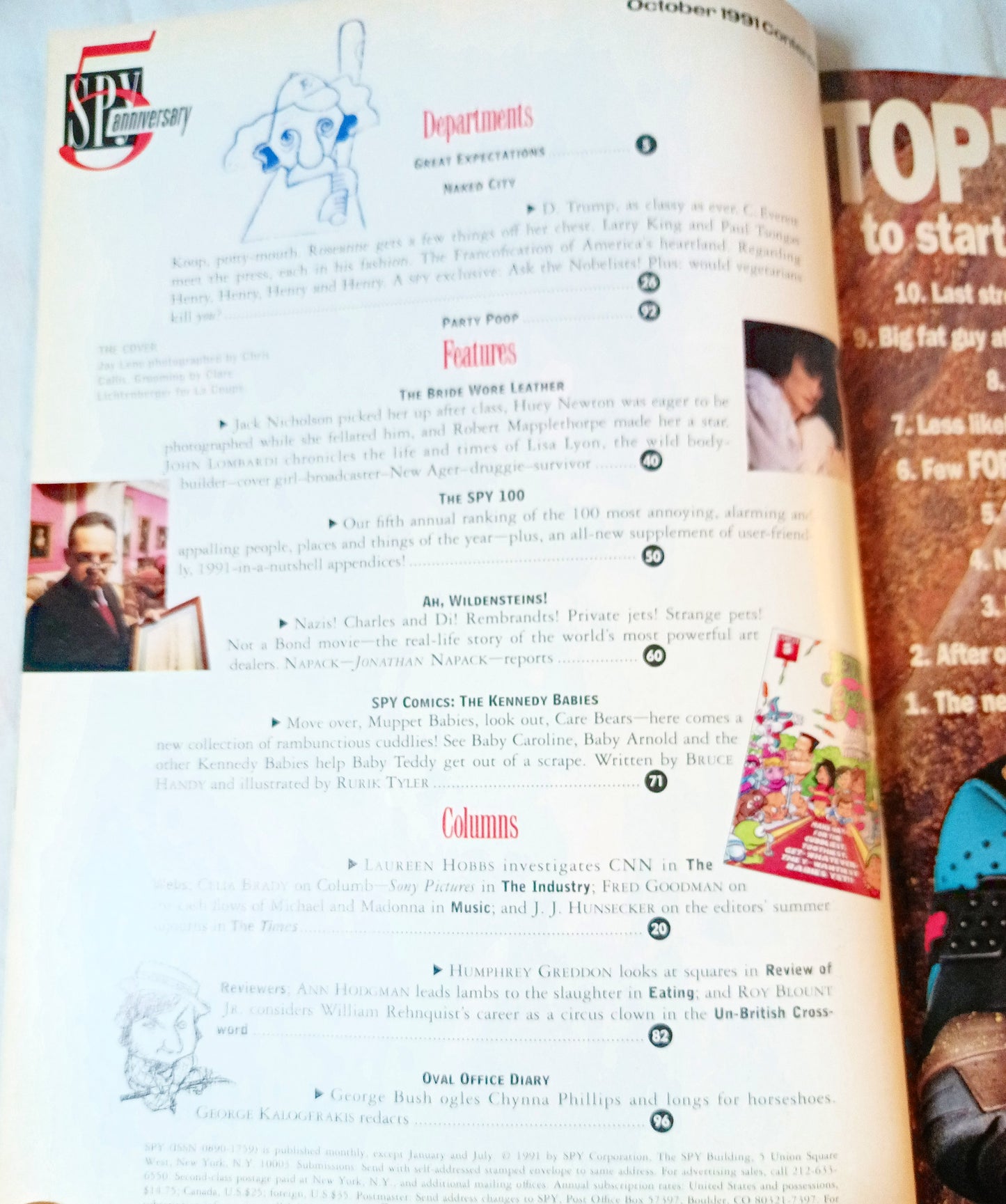 Spy Magazine Oct 1991 5th Anniv Issue Leno Kennedy Babies Comic Spy100 - TulipStuff