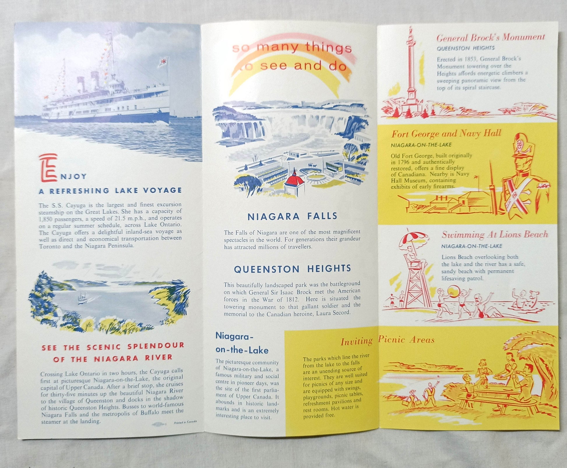 SS Cayuga Lake Ontario Steamship Toronto Niagara Falls Brochure 1956 - TulipStuff