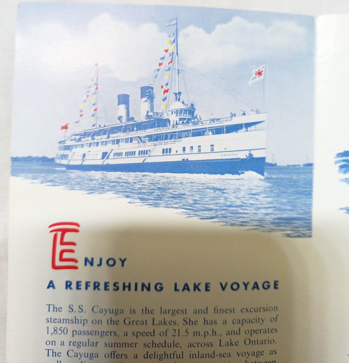 SS Cayuga Lake Ontario Steamship Toronto Niagara Falls Brochure 1956 - TulipStuff