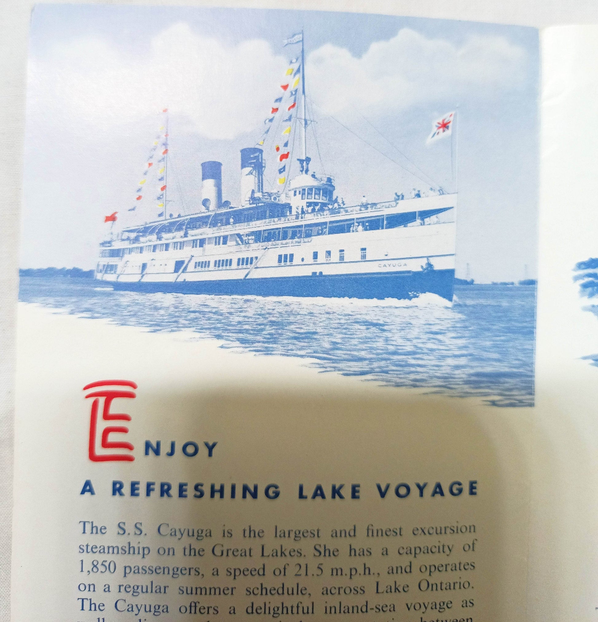 SS Cayuga Lake Ontario Steamship Toronto Niagara Falls Brochure 1956 - TulipStuff