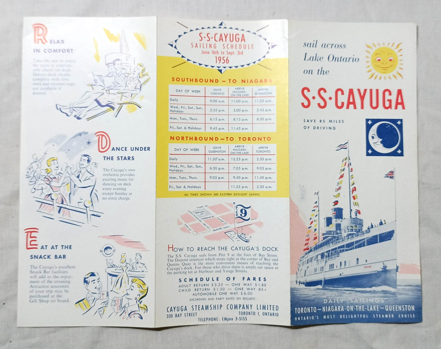 SS Cayuga Lake Ontario Steamship Toronto Niagara Falls Brochure 1956 - TulipStuff