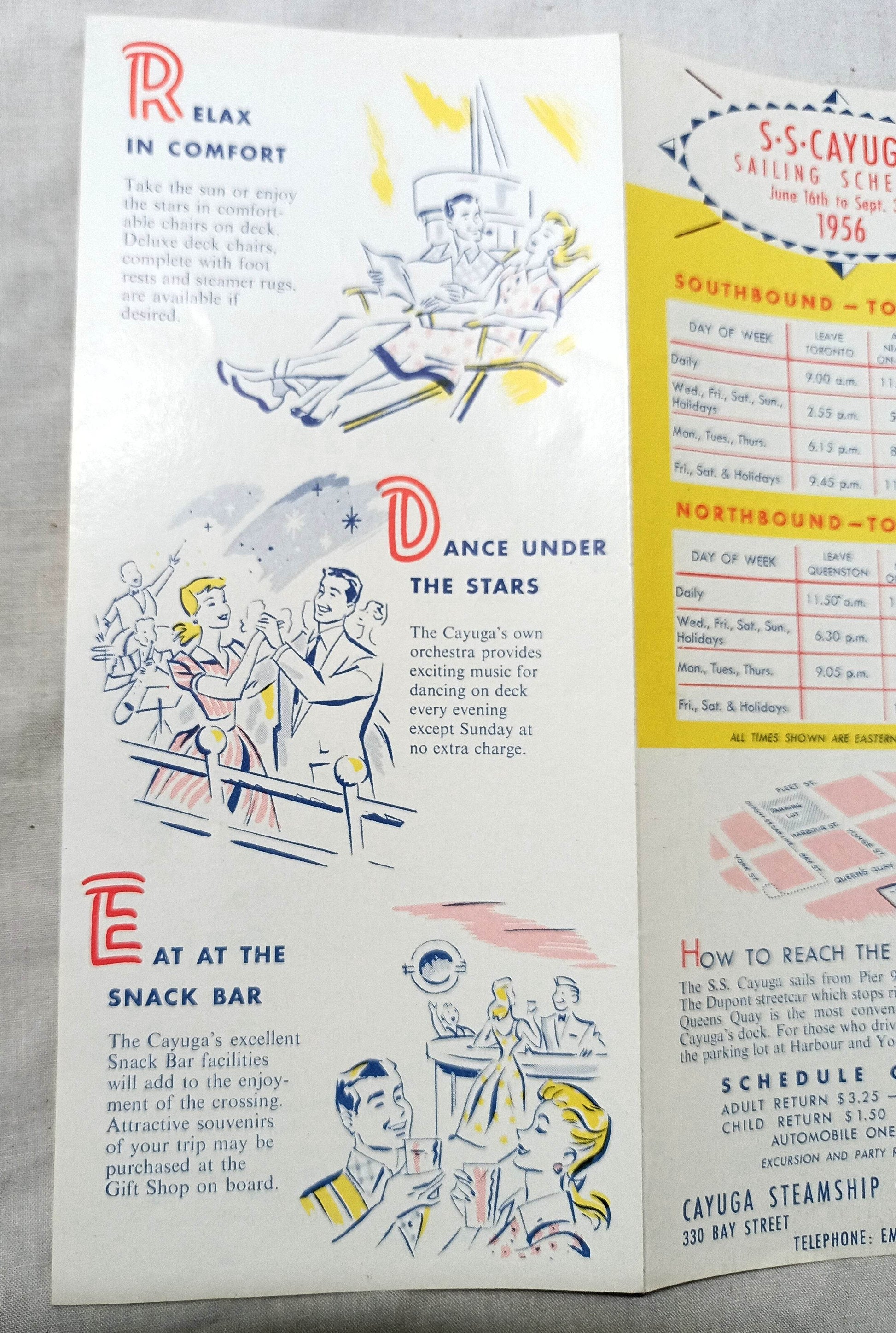 SS Cayuga Lake Ontario Steamship Toronto Niagara Falls Brochure 1956 - TulipStuff