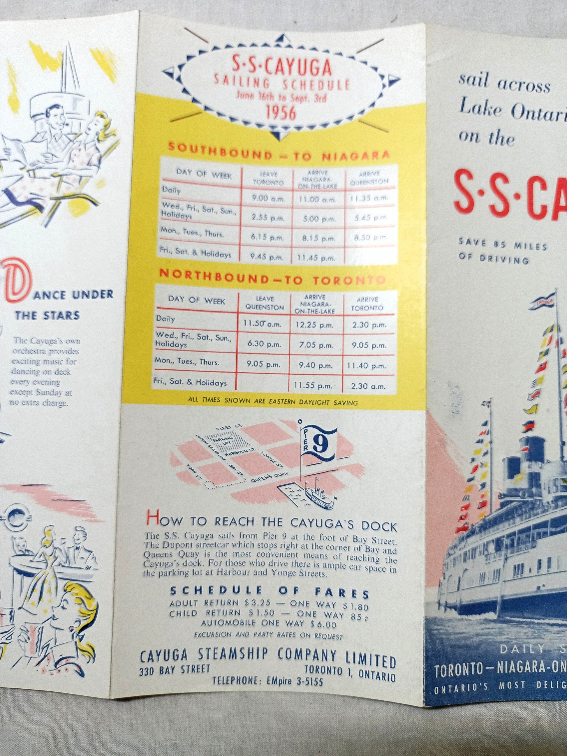 SS Cayuga Lake Ontario Steamship Toronto Niagara Falls Brochure 1956 - TulipStuff