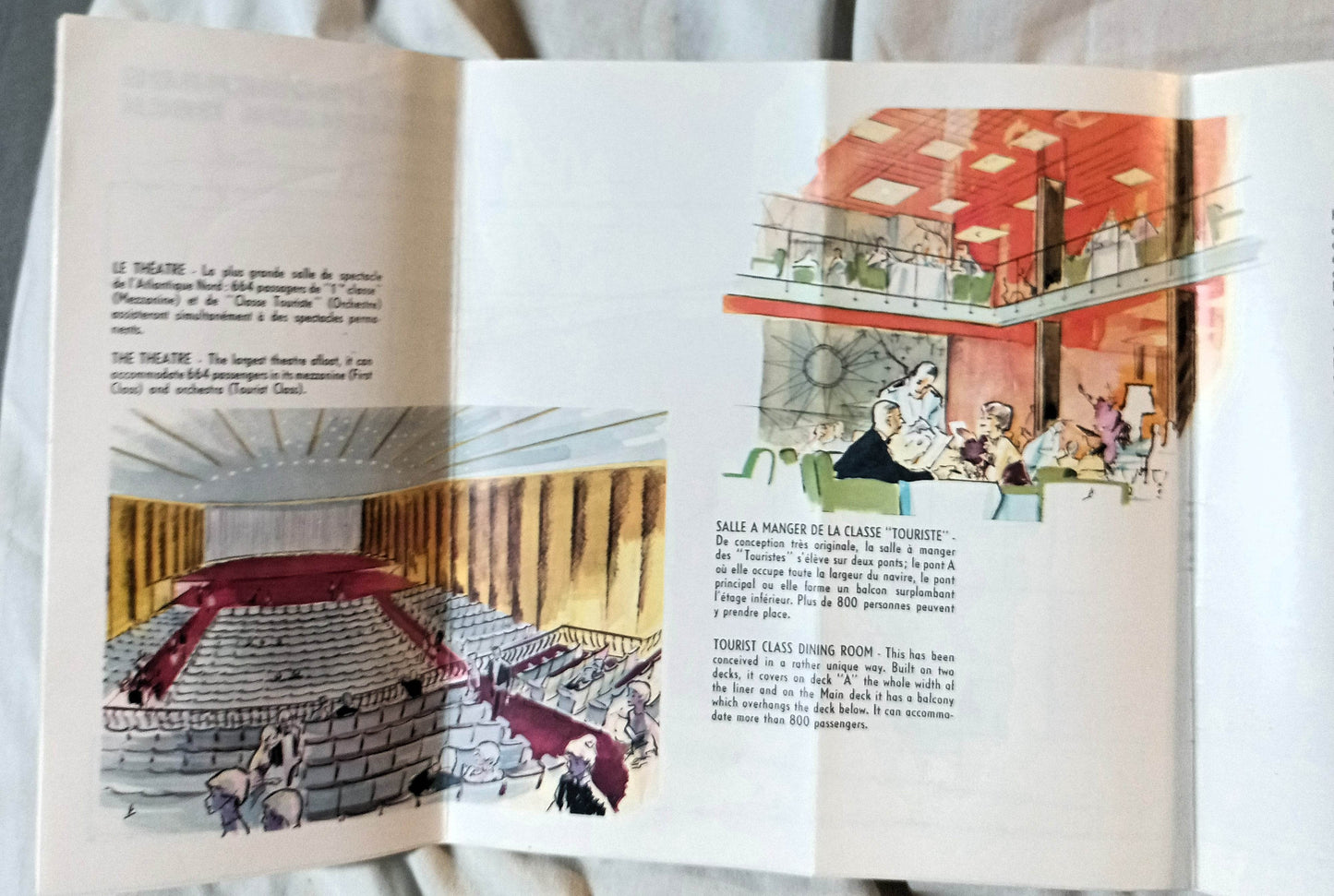 French Line ss France Tourist Class Deck Plans English/French 1961 - TulipStuff