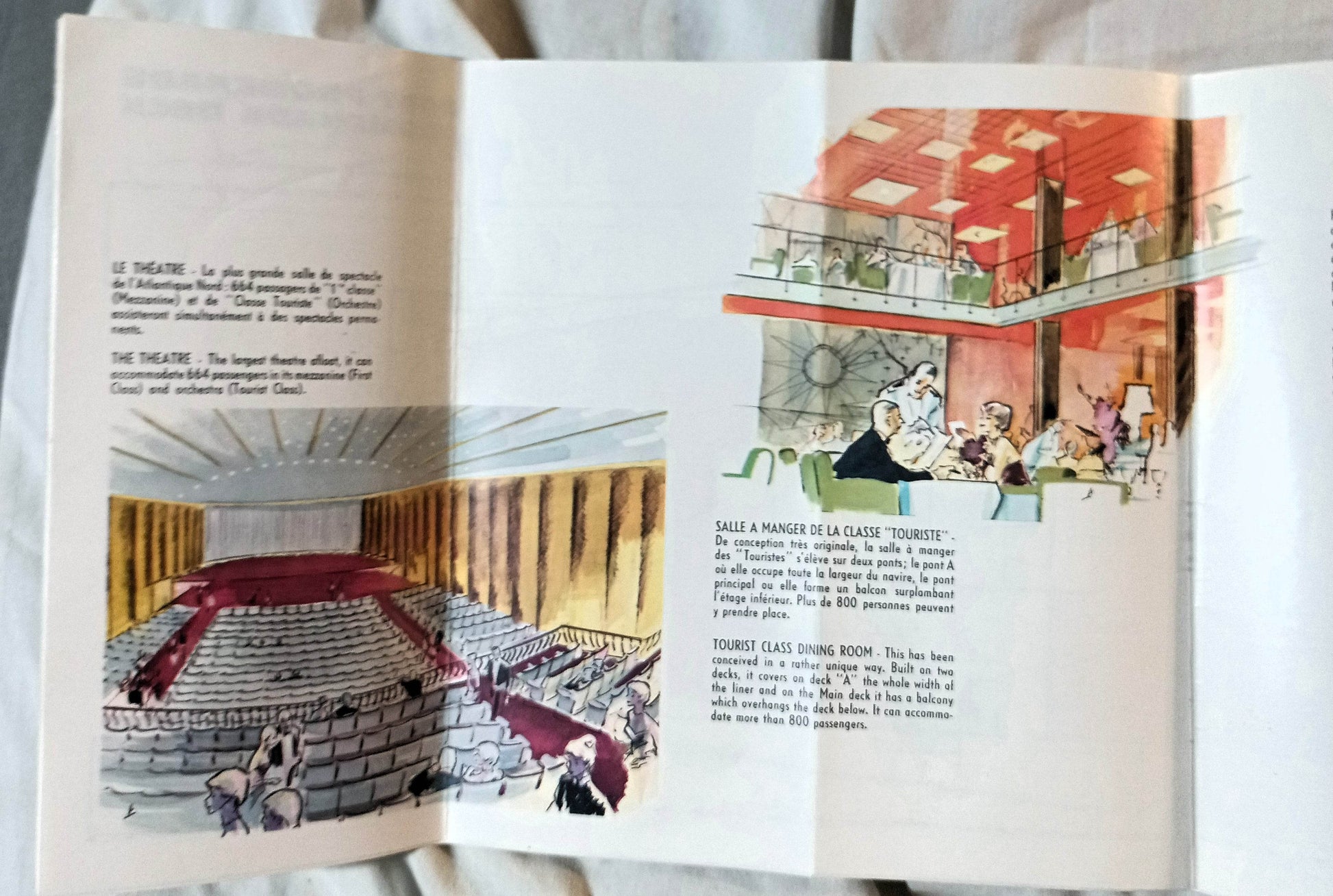 French Line ss France Tourist Class Deck Plans English/French 1961 - TulipStuff