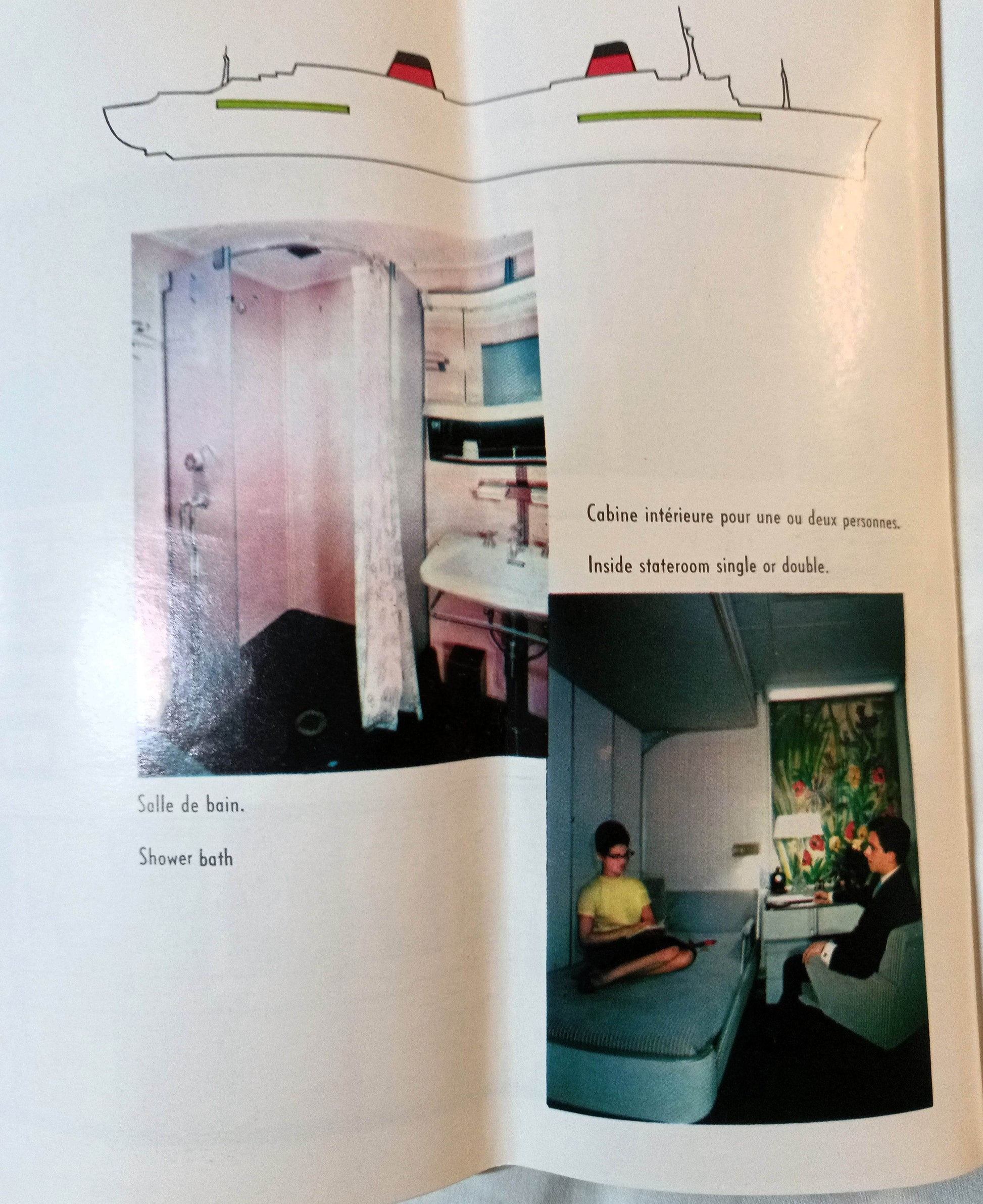 French Line ss France Tourist Class Deck Plans English/French 1961 - TulipStuff