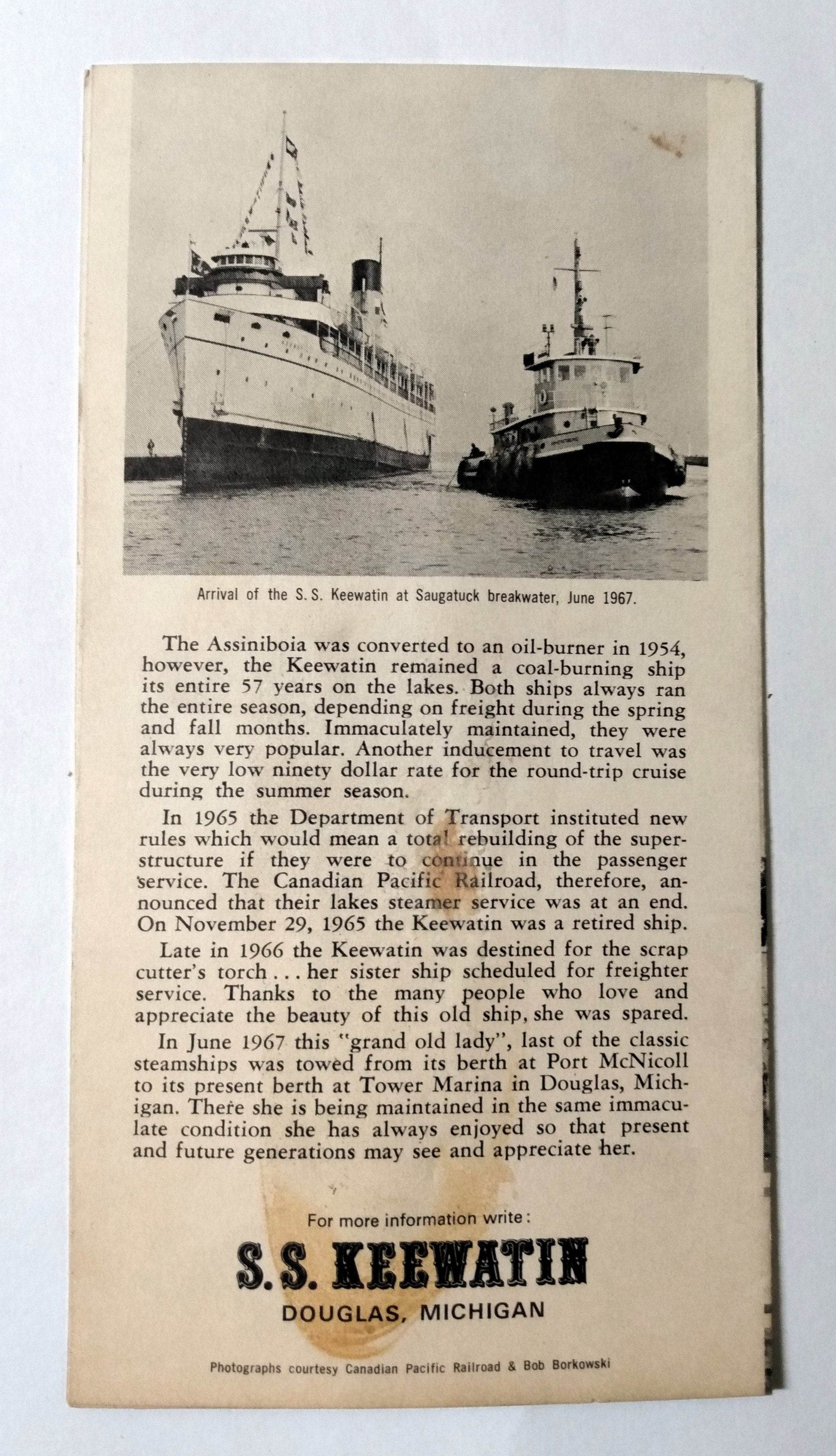 SS Keewatin Museum Ship Saugatuck Canadian Pacific Late 1960's - TulipStuff