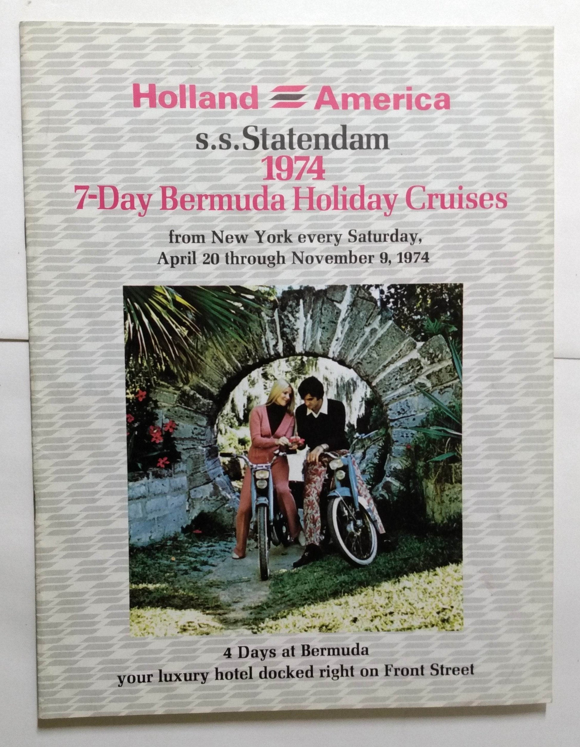 Holland America Cruises ss Statendam 1974 7-Day Bermuda Cruise Brochure - TulipStuff