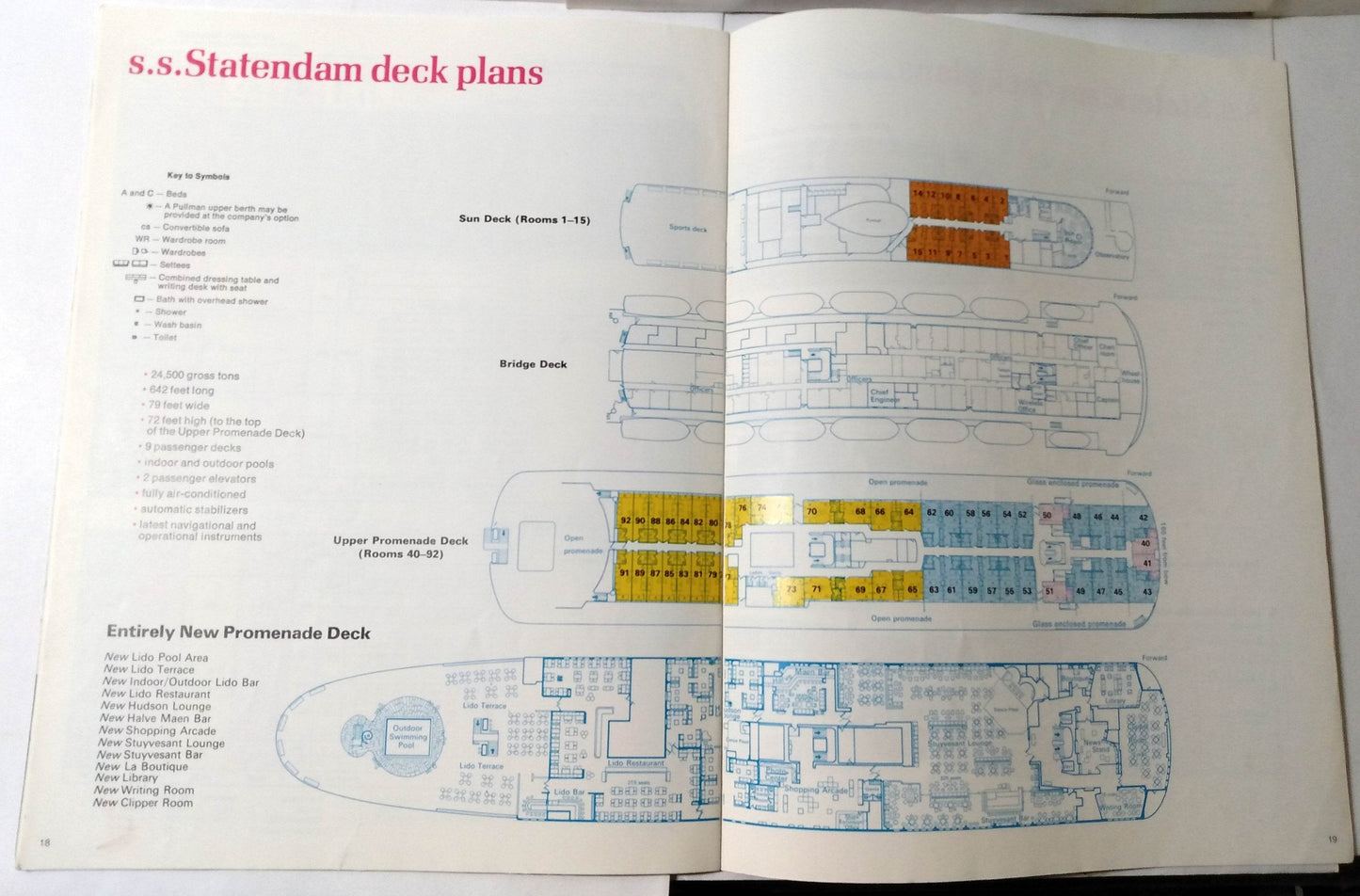 Holland America Cruises ss Statendam 1974 7-Day Bermuda Cruise Brochure - TulipStuff