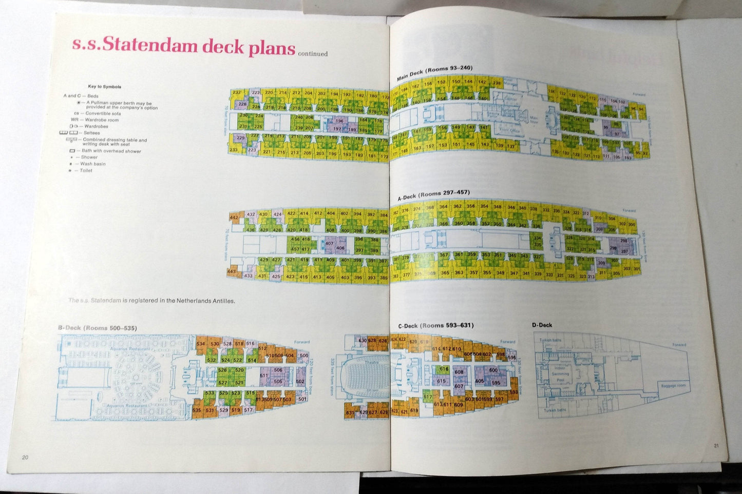 Holland America Cruises ss Statendam 1974 7-Day Bermuda Cruise Brochure - TulipStuff