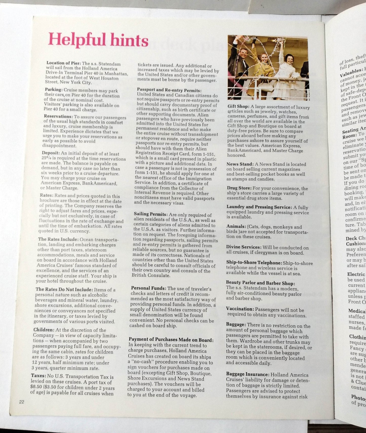 Holland America Cruises ss Statendam 1974 7-Day Bermuda Cruise Brochure - TulipStuff