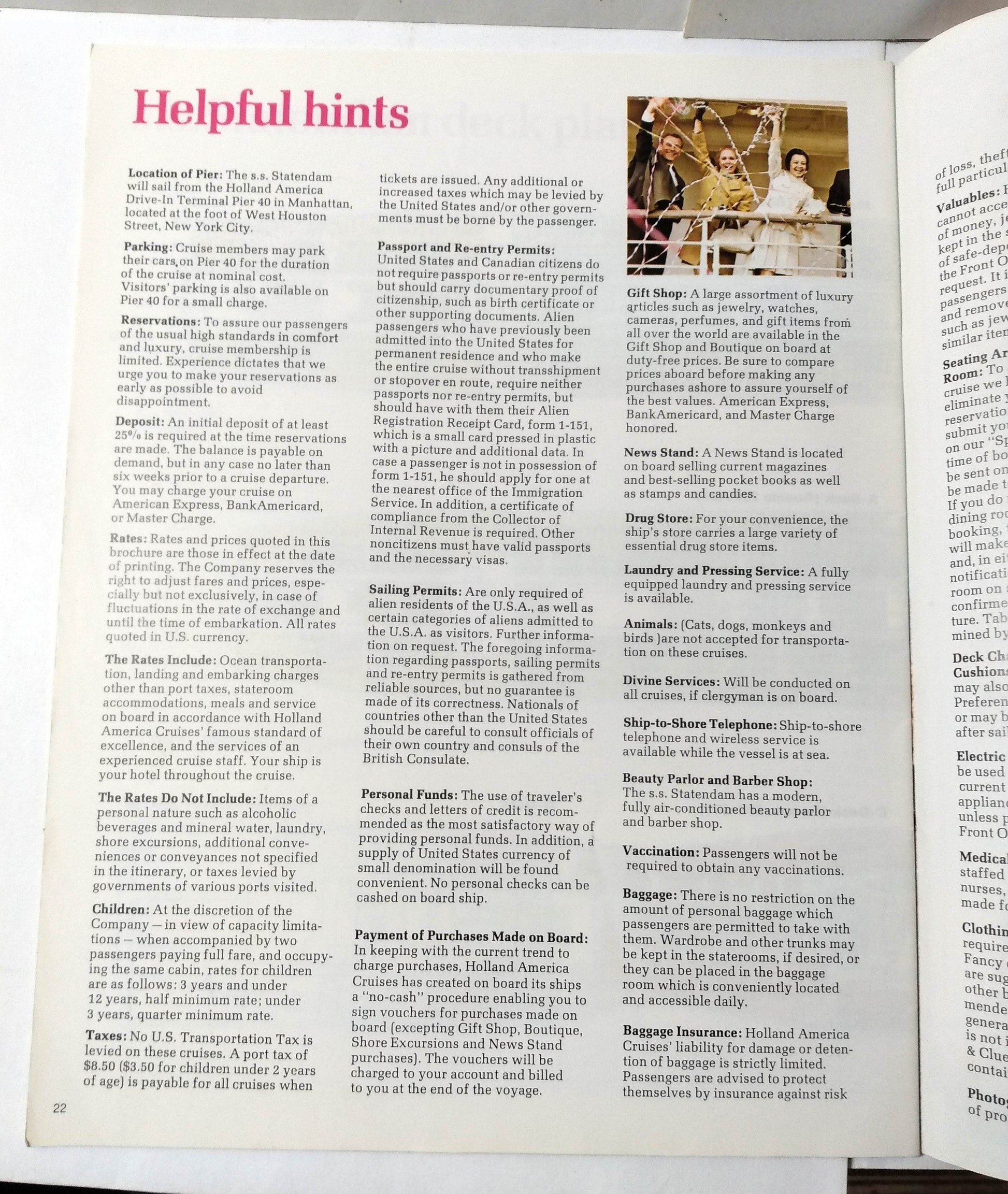 Holland America Cruises ss Statendam 1974 7-Day Bermuda Cruise Brochure - TulipStuff