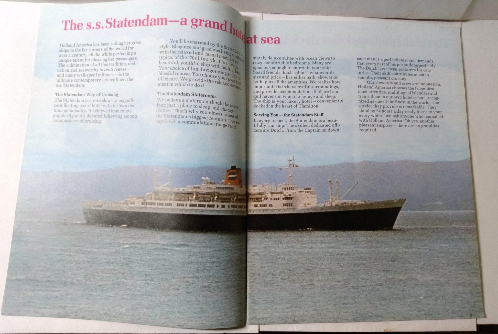 Holland America Cruises ss Statendam 1974 7-Day Bermuda Cruise Brochure - TulipStuff