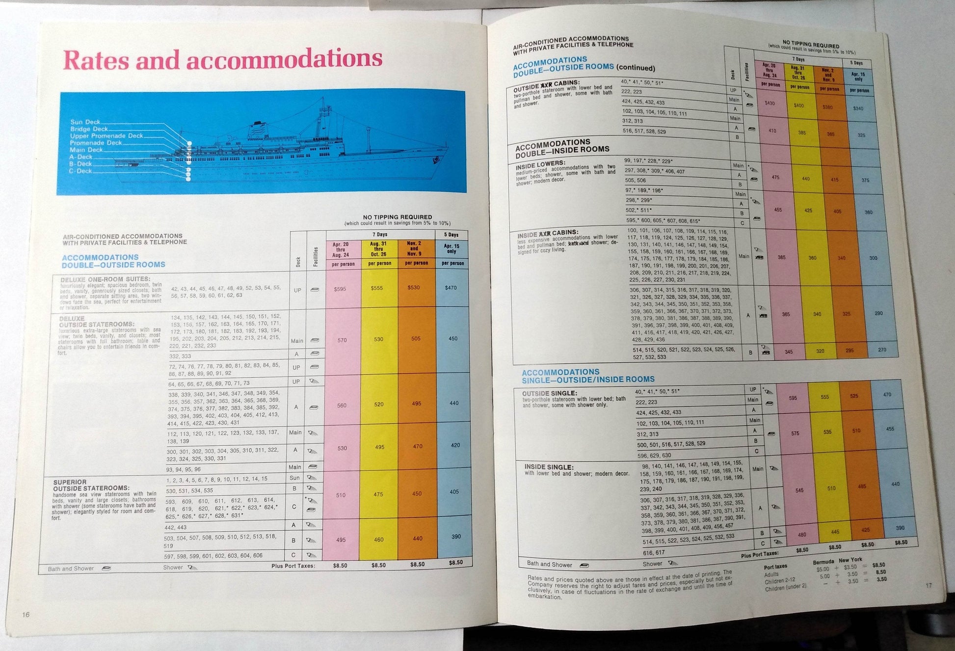 Holland America Cruises ss Statendam 1974 7-Day Bermuda Cruise Brochure - TulipStuff