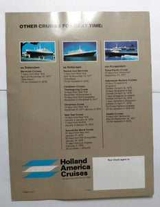 Holland America Cruises ss Statendam 1977-78 Caribbean Cruise Brochure - TulipStuff