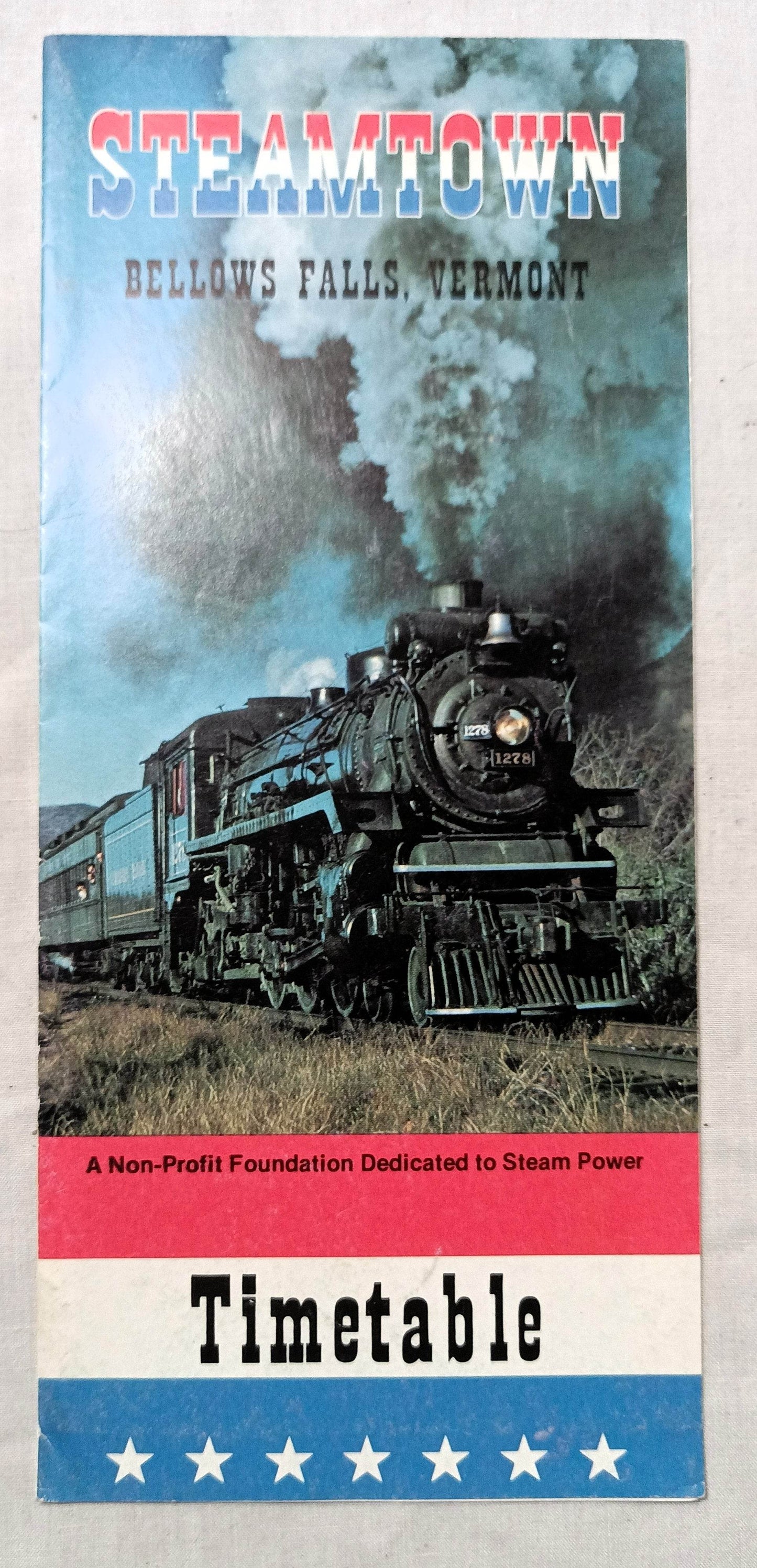 Steamtown Museum 1979-80 Railroad Timetable Bellows Falls Vermont - TulipStuff