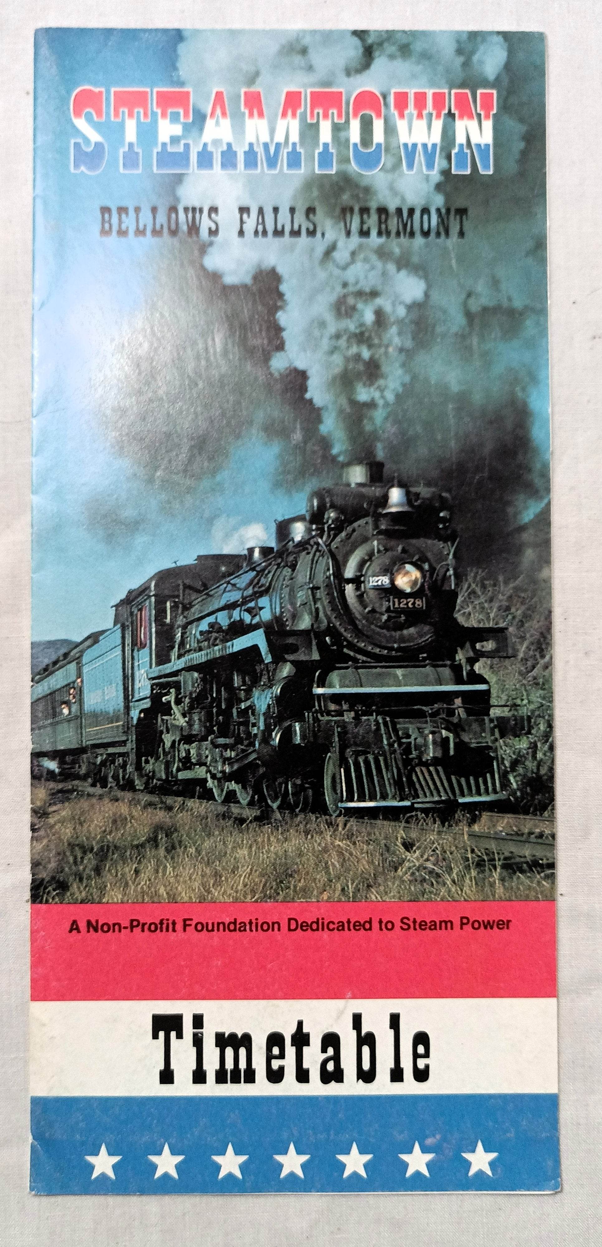 Steamtown Museum 1979-80 Railroad Timetable Bellows Falls Vermont - TulipStuff