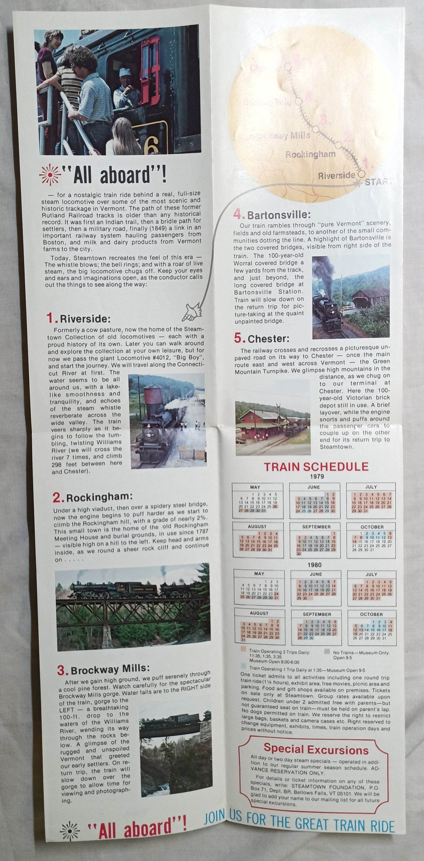 Steamtown Museum 1979-80 Railroad Timetable Bellows Falls Vermont - TulipStuff