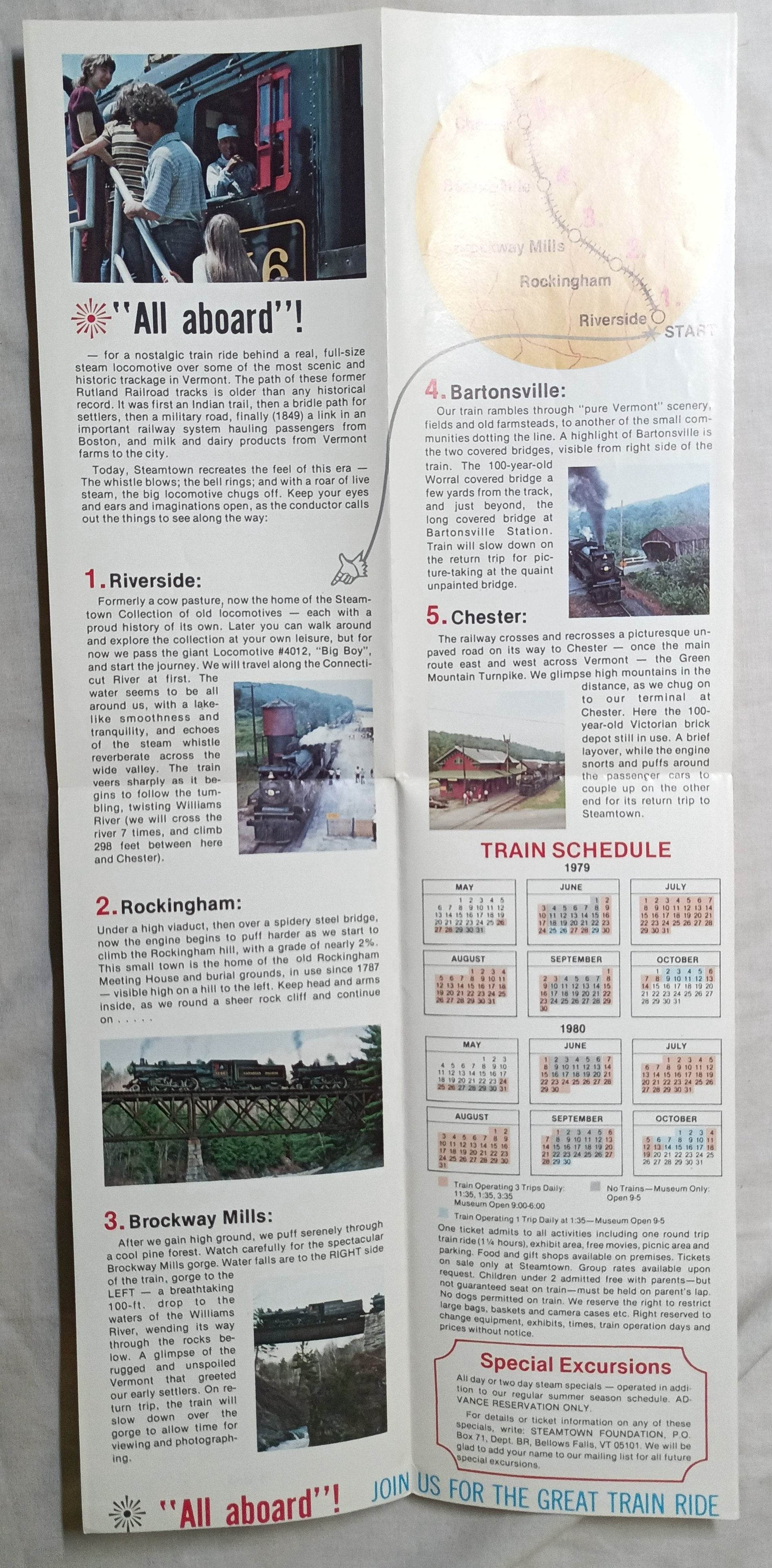 Steamtown Museum 1979-80 Railroad Timetable Bellows Falls Vermont - TulipStuff