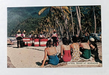 Load image into Gallery viewer, Steel Band Performing At Maracas Bay Trinidad Postcard Late 1950&#39;s - TulipStuff
