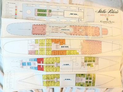 Stella Polaris Clipper Line Cruise Ship Deck Plans Sweden 1958 - TulipStuff