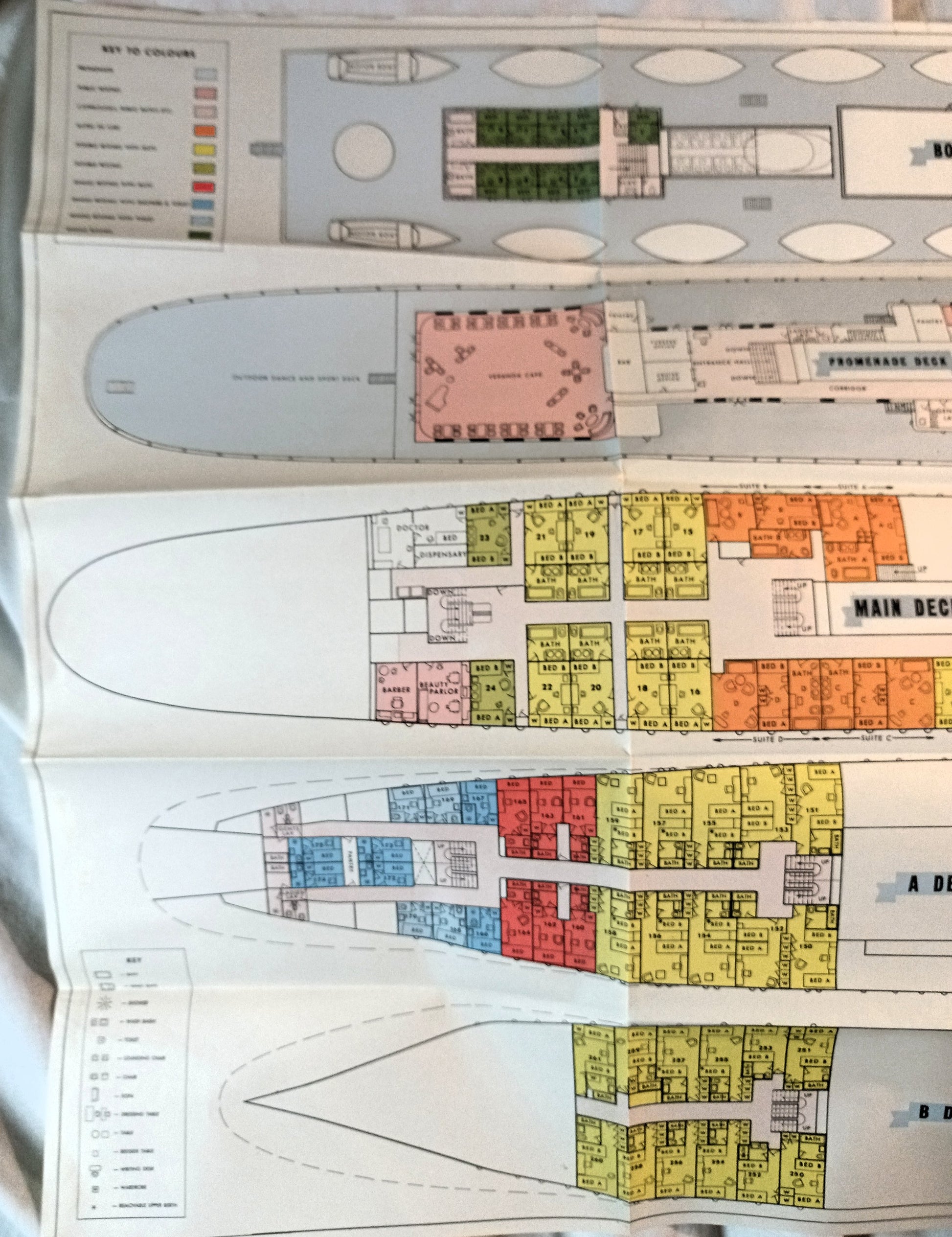 Stella Polaris Clipper Line Cruise Ship Deck Plans Sweden 1958 - TulipStuff