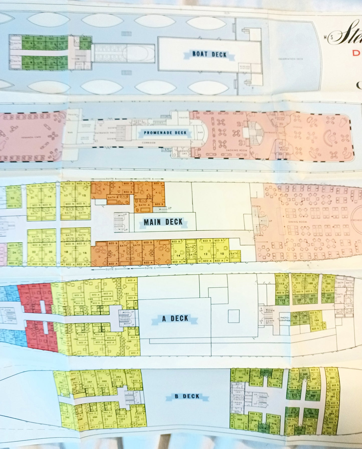 Stella Polaris Clipper Line Cruise Ship Deck Plans Sweden 1958 - TulipStuff