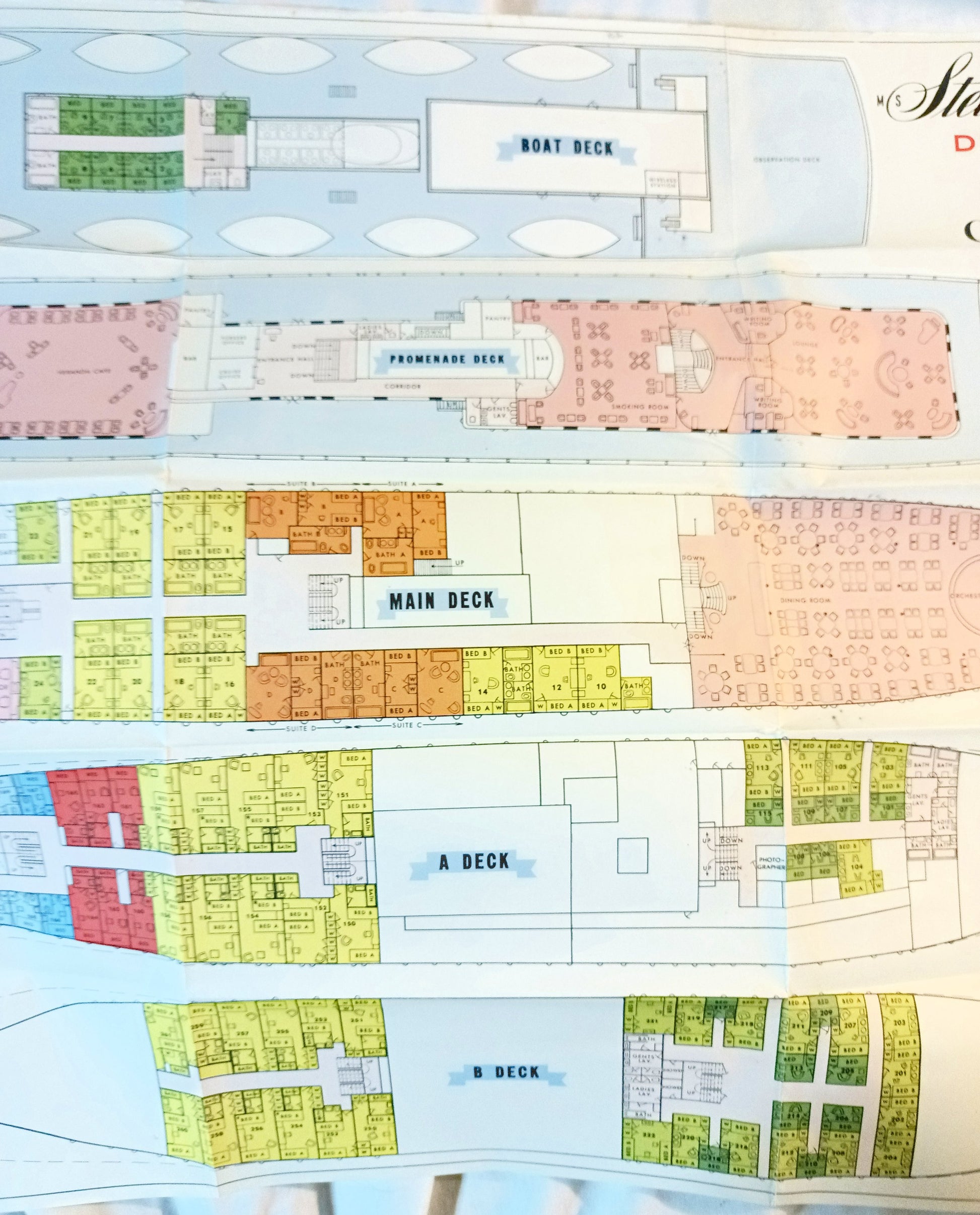 Stella Polaris Clipper Line Cruise Ship Deck Plans Sweden 1958 - TulipStuff