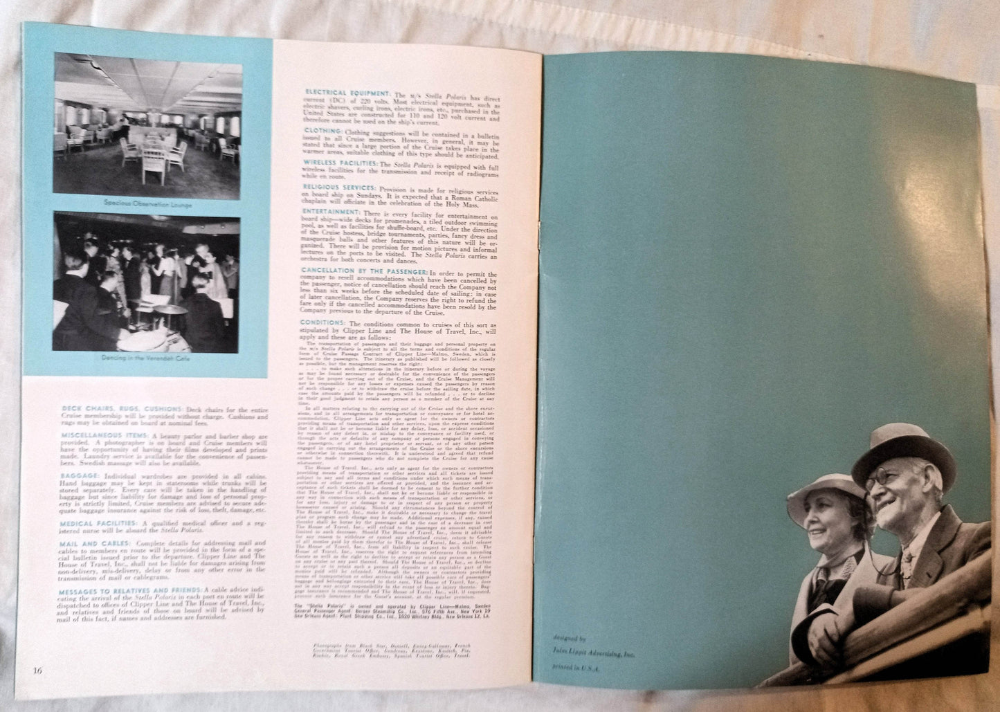 Clipper Line Stella Polaris 1952 Mediterranean Spring Cruise Brochure - TulipStuff
