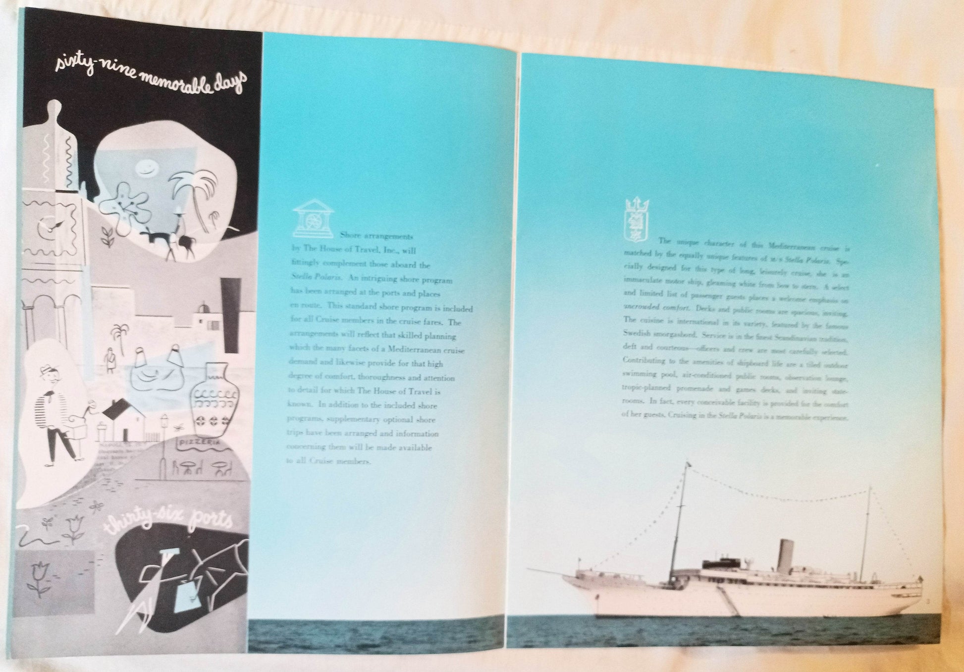 Clipper Line Stella Polaris 1952 Mediterranean Spring Cruise Brochure - TulipStuff