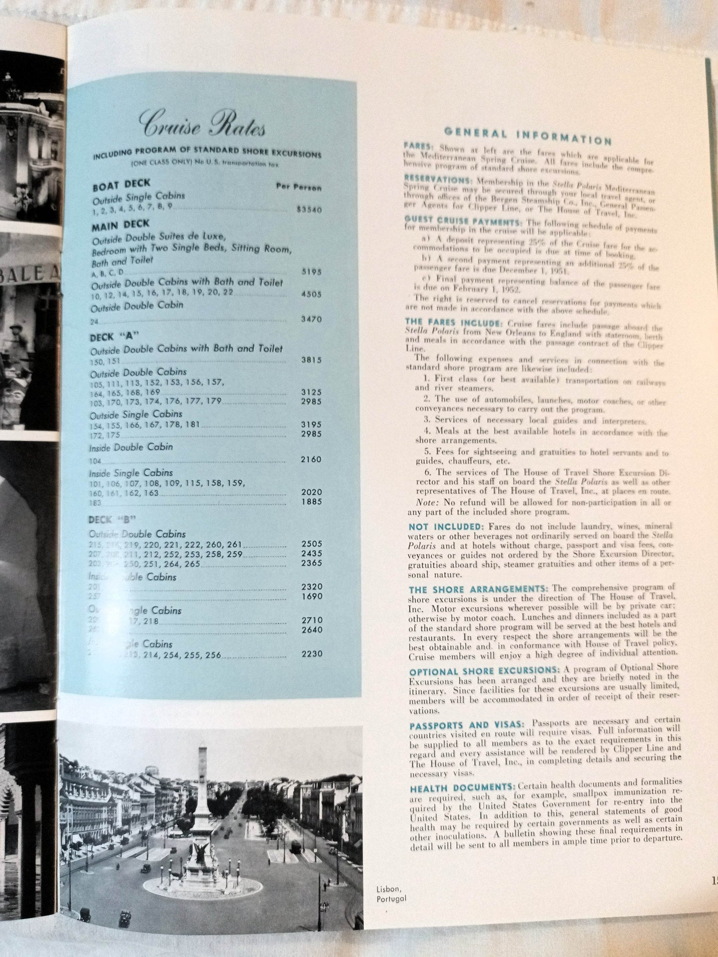 Clipper Line Stella Polaris 1952 Mediterranean Spring Cruise Brochure - TulipStuff