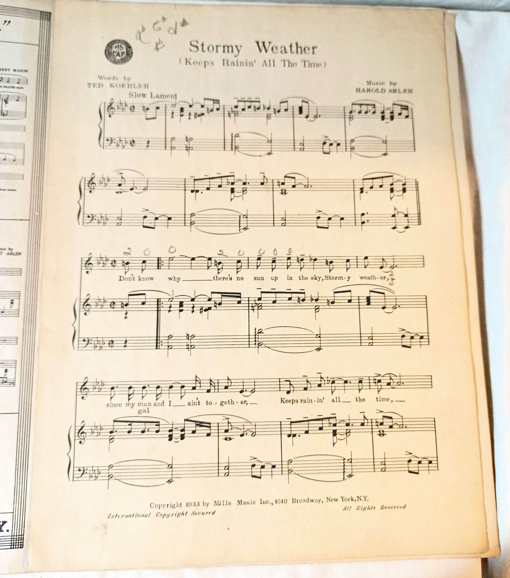 Stormy Weather (Keeps Rainin' Al The Time) Lena Horne Sheet Music 1933 - TulipStuff