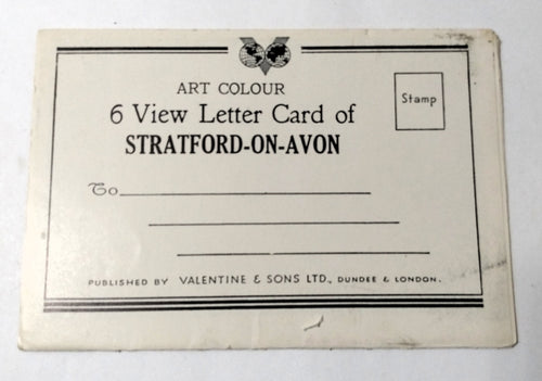 Art Colour 6 View Letter Card of Stratford-on-Avon Valentine and Sons - TulipStuff