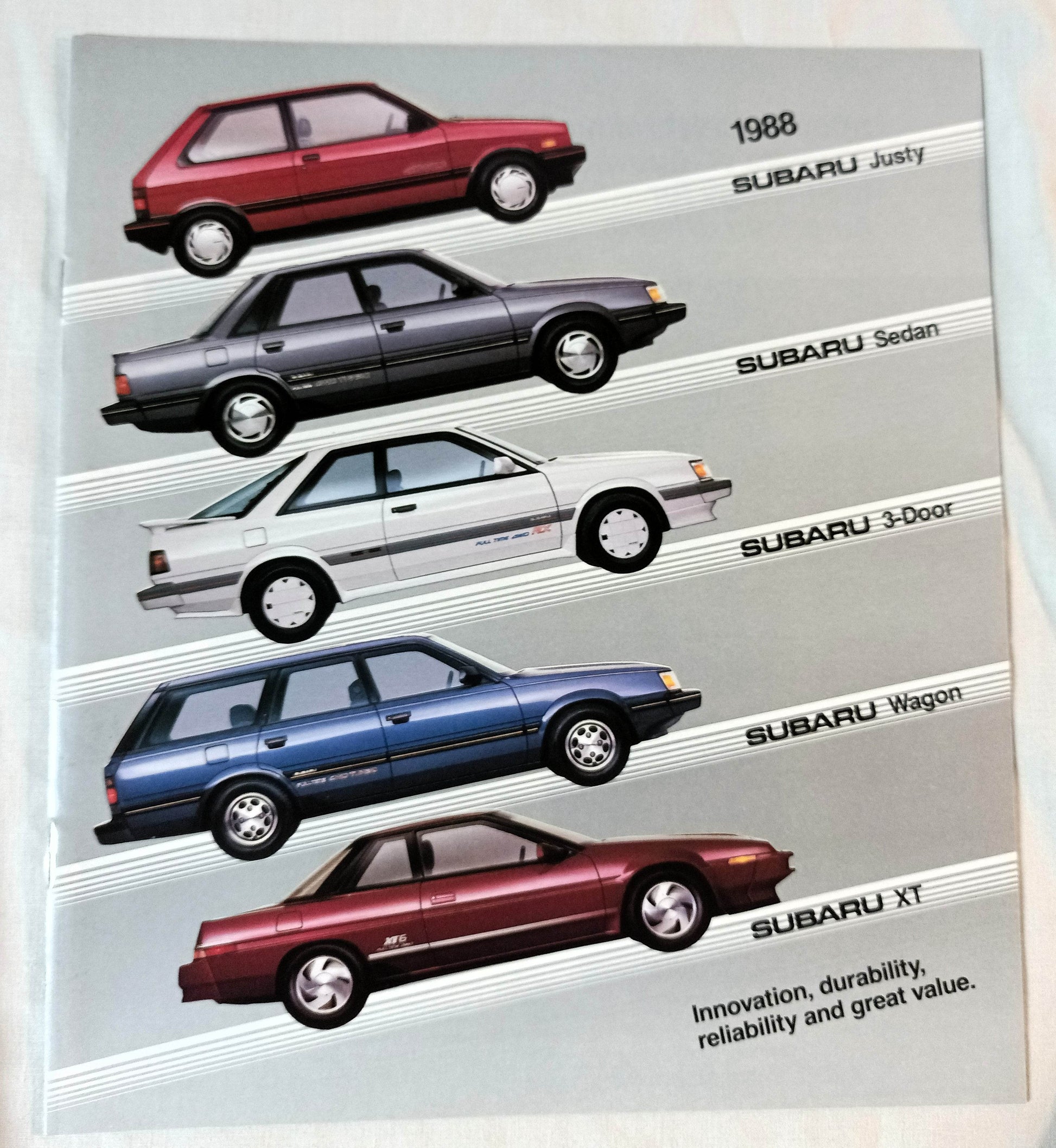 Subaru 1988 US Full Line Dealer Sales Brochure Justy XT Sedan Wagon - TulipStuff