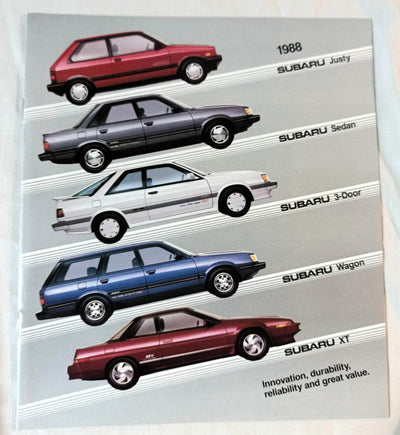 Subaru 1988 US Full Line Dealer Sales Brochure Justy XT Sedan Wagon - TulipStuff