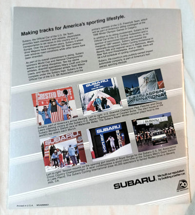 Subaru 1988 US Full Line Dealer Sales Brochure Justy XT Sedan Wagon - TulipStuff