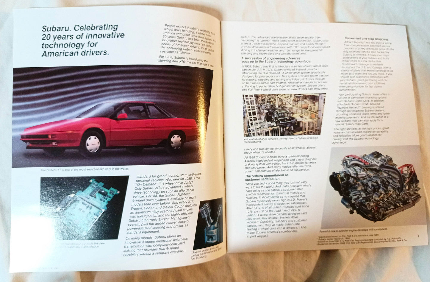 Subaru 1988 US Full Line Dealer Sales Brochure Justy XT Sedan Wagon - TulipStuff