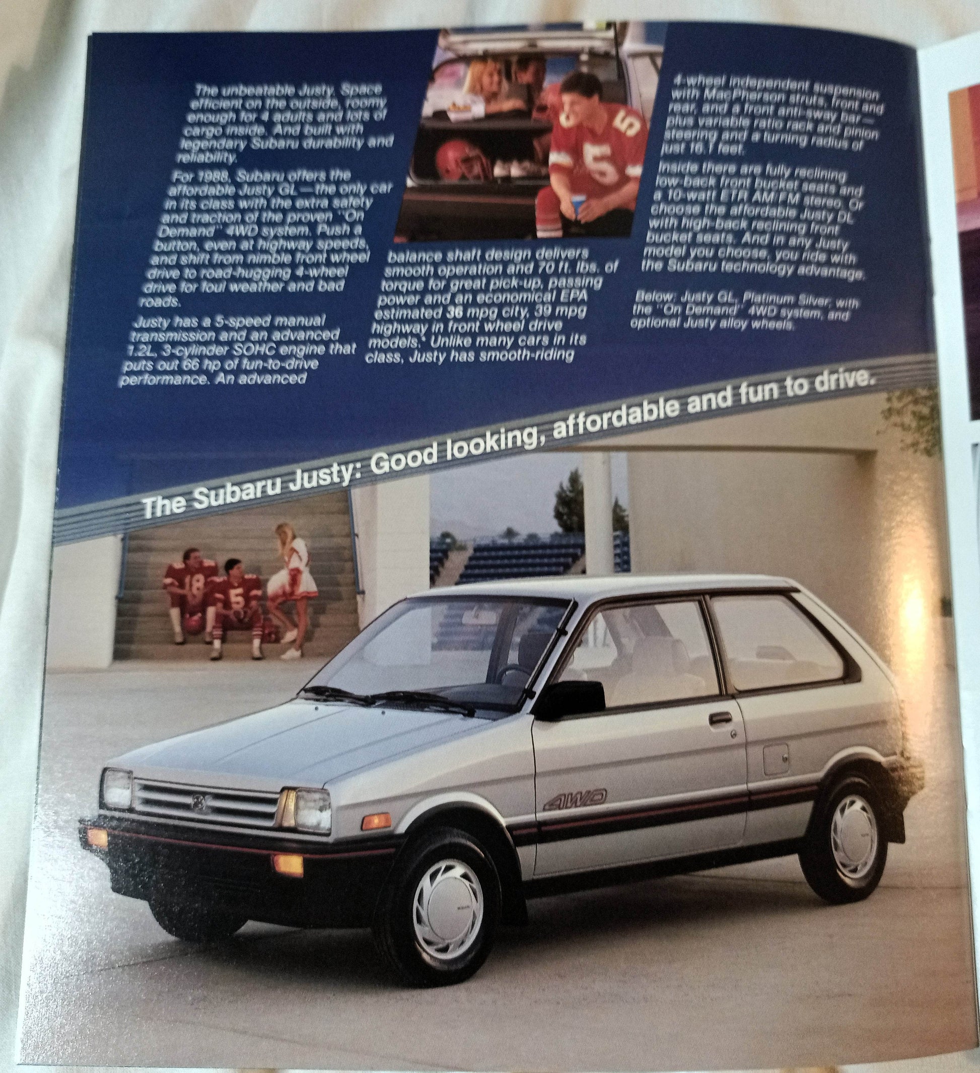 Subaru 1988 US Full Line Dealer Sales Brochure Justy XT Sedan Wagon - TulipStuff