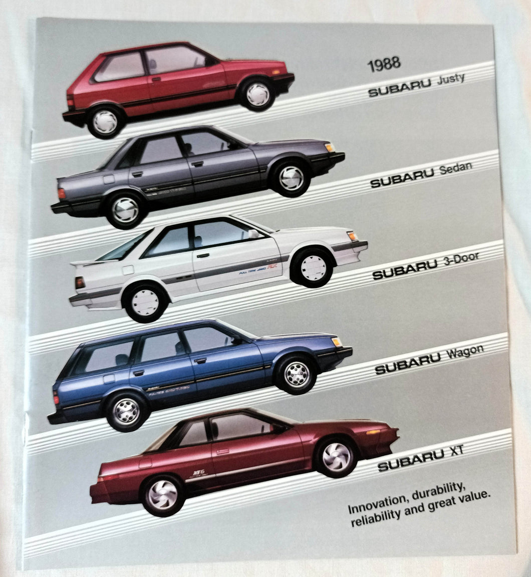 Subaru 1988 US Full Line Dealer Sales Brochure Justy XT Sedan Wagon - TulipStuff