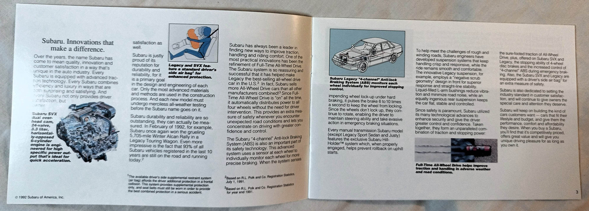 Subaru 1993 US Full Line Dealer Sales Brochure Legacy SVX Loyale Justy - TulipStuff