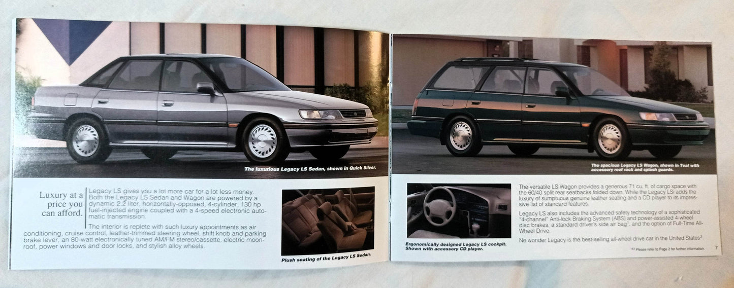 Subaru 1993 US Full Line Dealer Sales Brochure Legacy SVX Loyale Justy - TulipStuff
