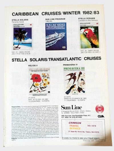 Sun Line 1983 Summer Cruises Brochure Stella Solaris Maris Oceanis - TulipStuff