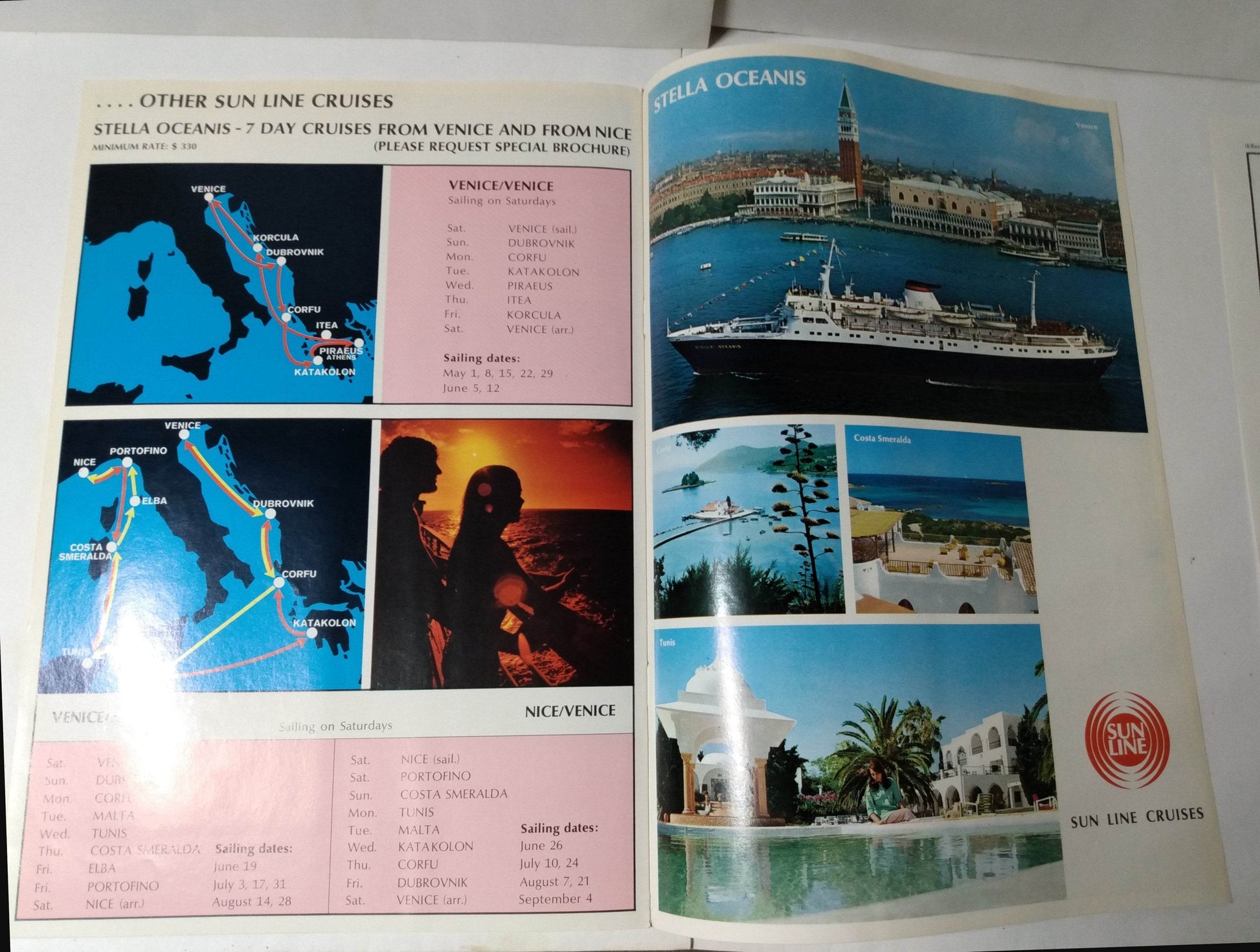 Sun Line 1976 Greek Isles Cruise Brochure Stella Solaris / Stella Maris - TulipStuff