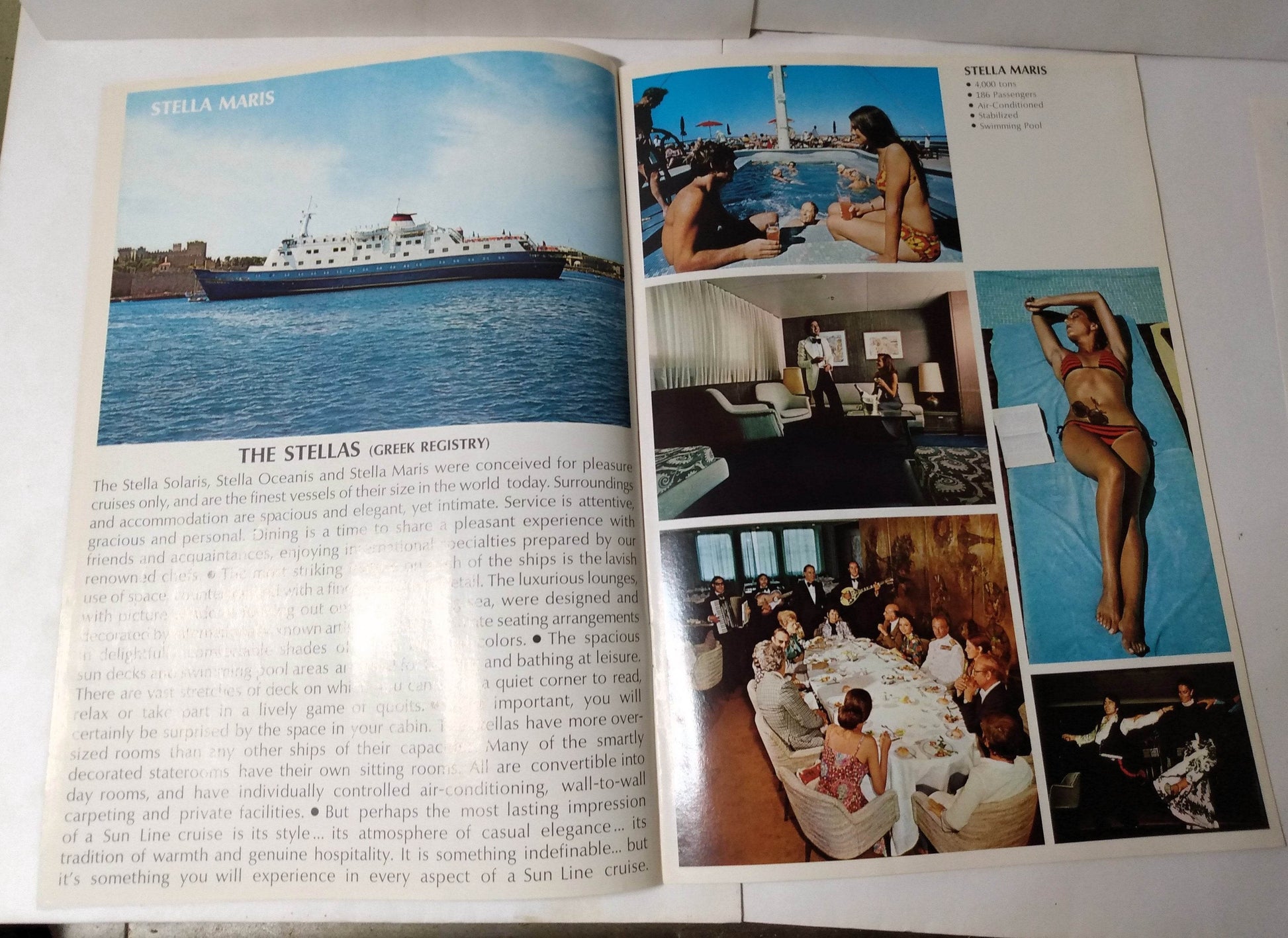 Sun Line 1976 Greek Isles Cruise Brochure Stella Solaris / Stella Maris - TulipStuff