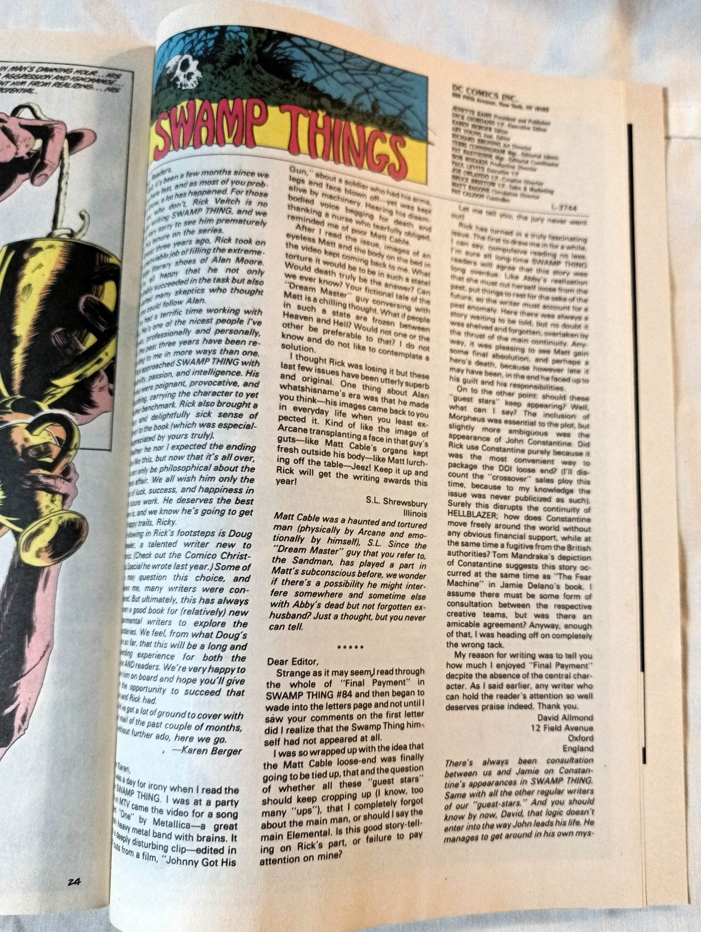 Swamp Thing Issue #88 September 1989 Wheeler Yeates DC Comics - TulipStuff