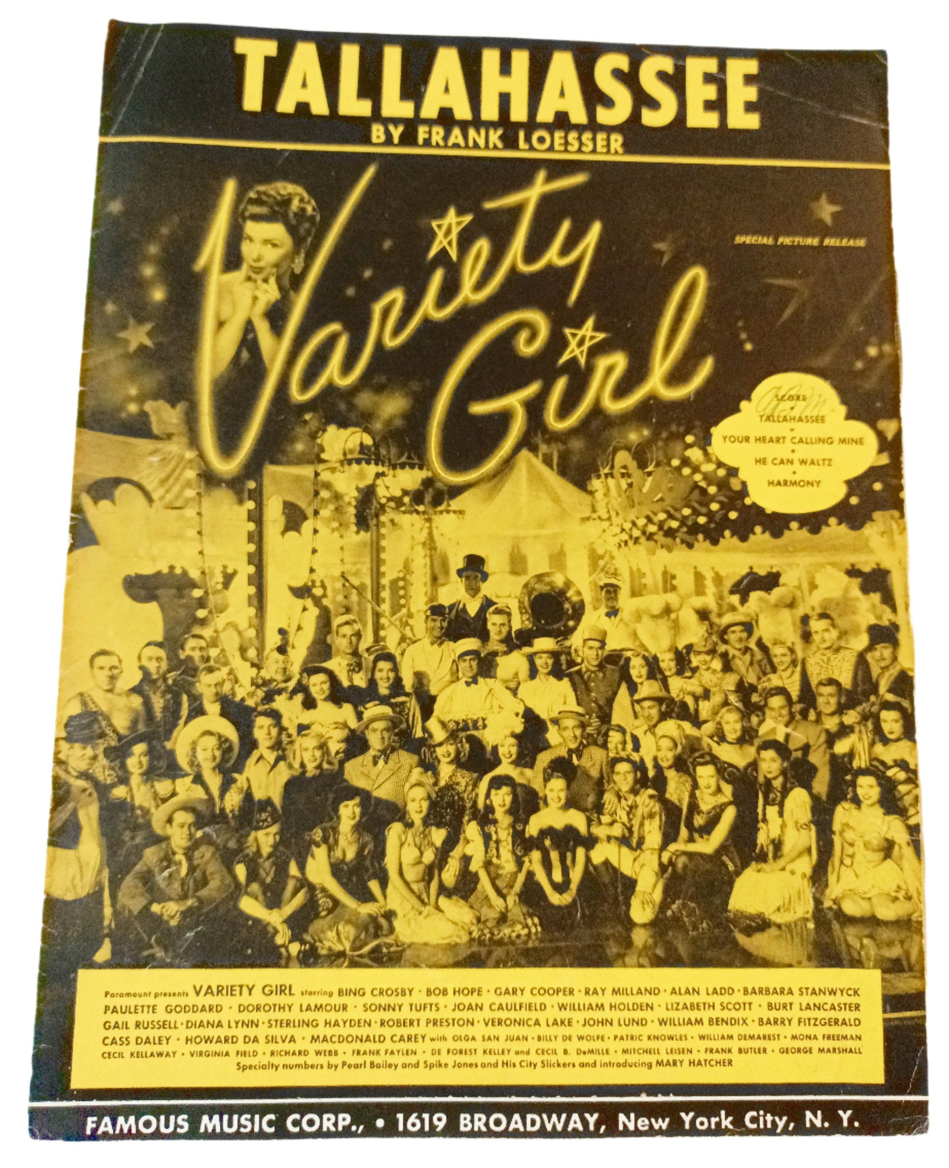 Tallahassee Variety Girl Frank Loesser Sheet Music 1947 - TulipStuff