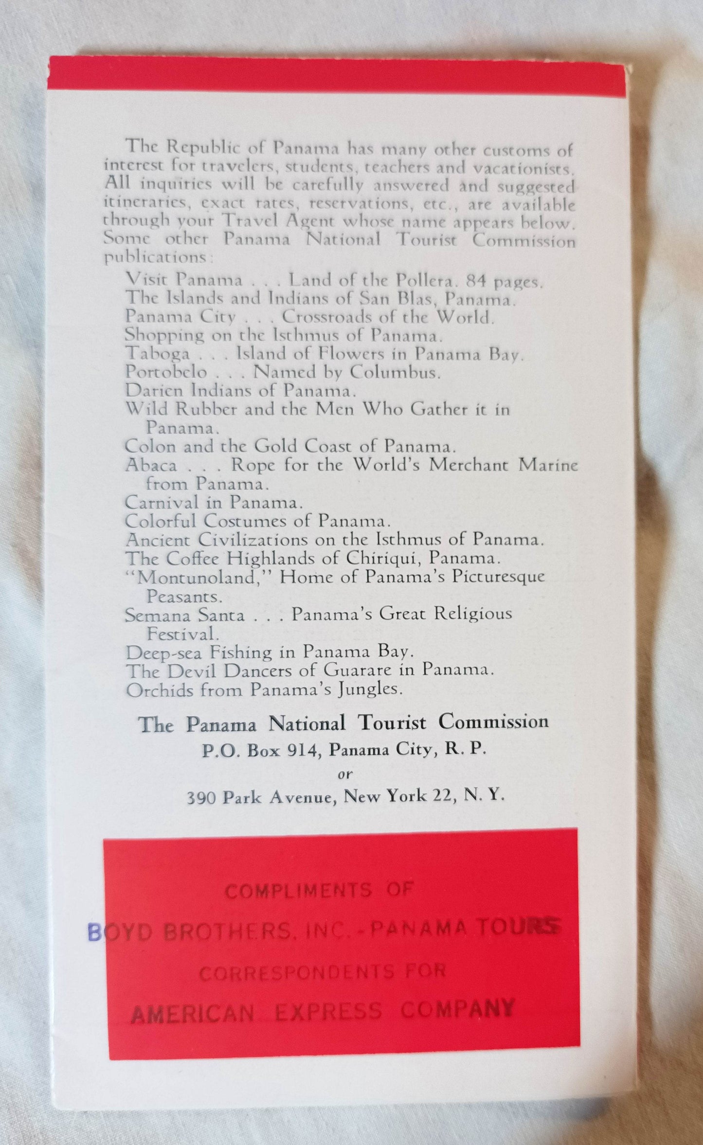 Tamborito Panama's National Dance Brochure Early 1950's - TulipStuff