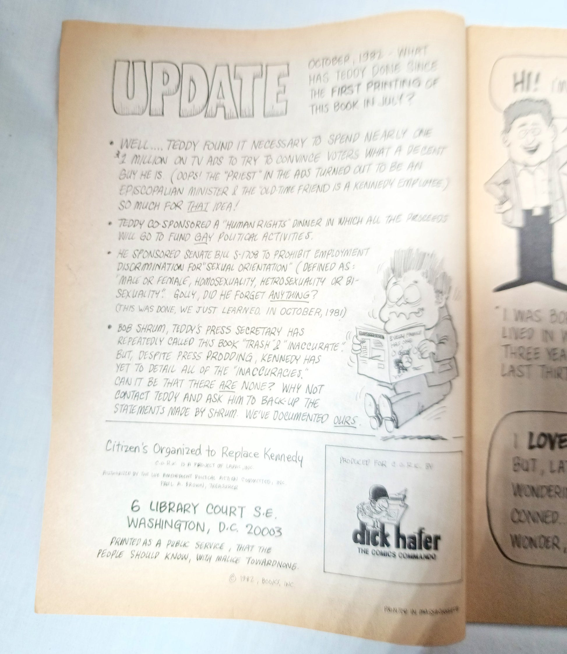 Every Family Has One Ted Kennedy Satire Comedy Book 1982 - TulipStuff