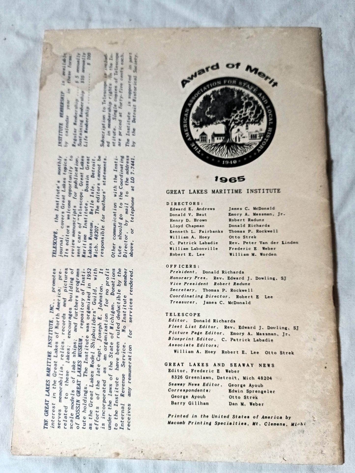 Telescope Oct 1967 Great Lakes Maritime Institute ss South American - TulipStuff